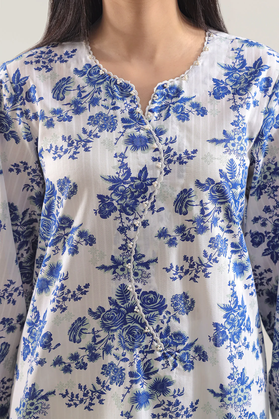 Unstitched Printed Strip Lawn 3 Piece - Image 4
