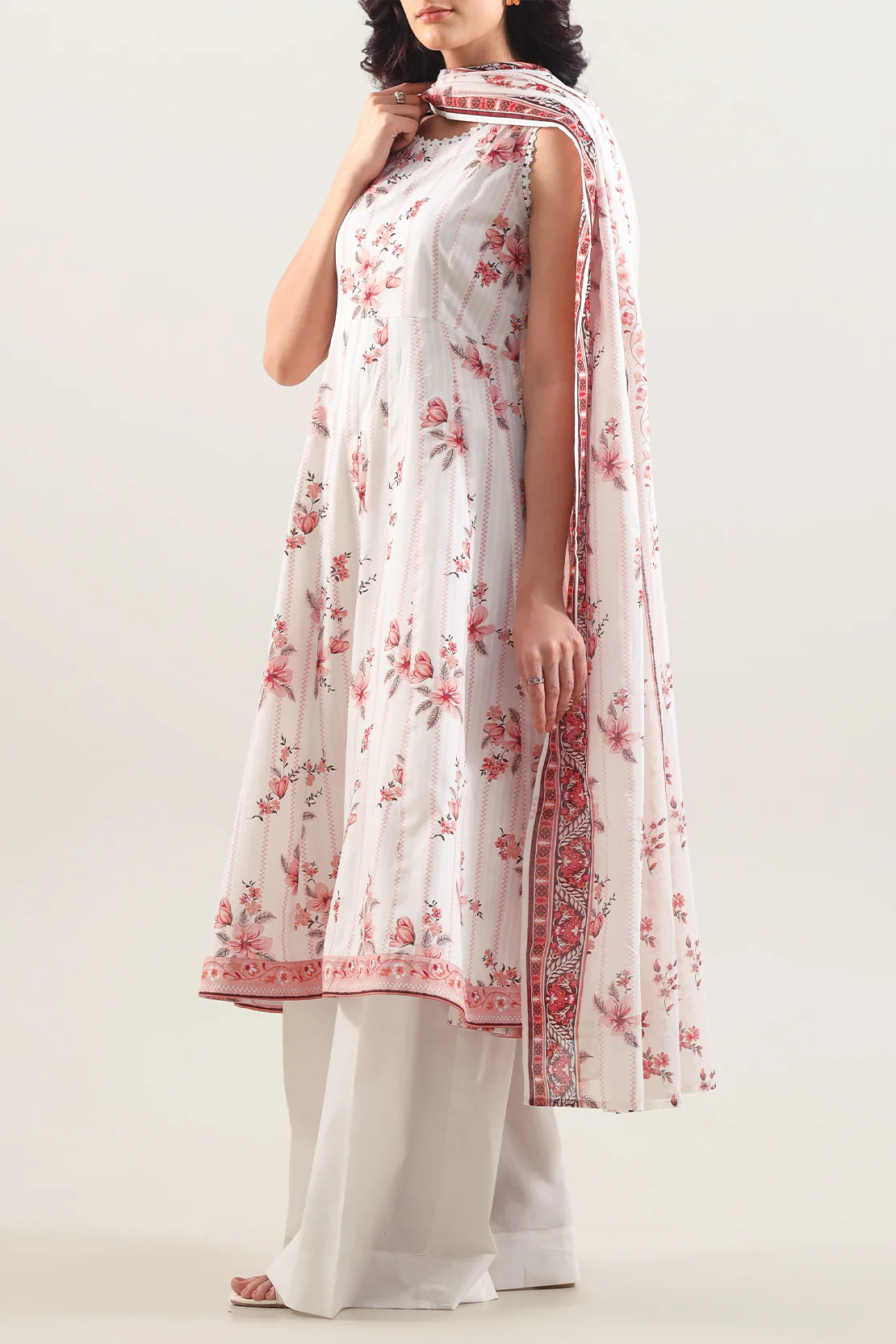 Unstitched Printed Stripe Lawn 3 Piece - Image 3