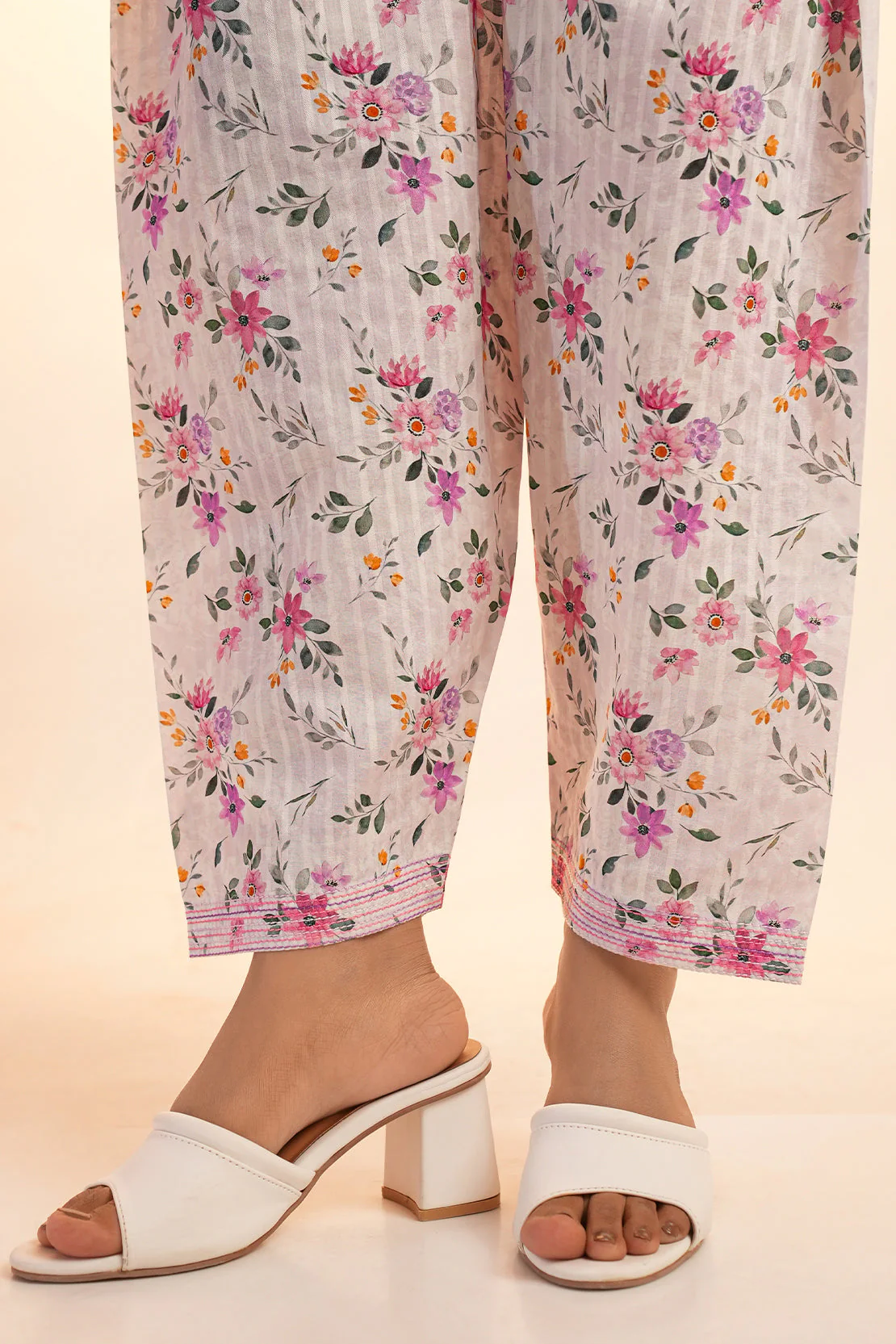 Unstitched Printed Stripe Lawn Shirt - Image 9