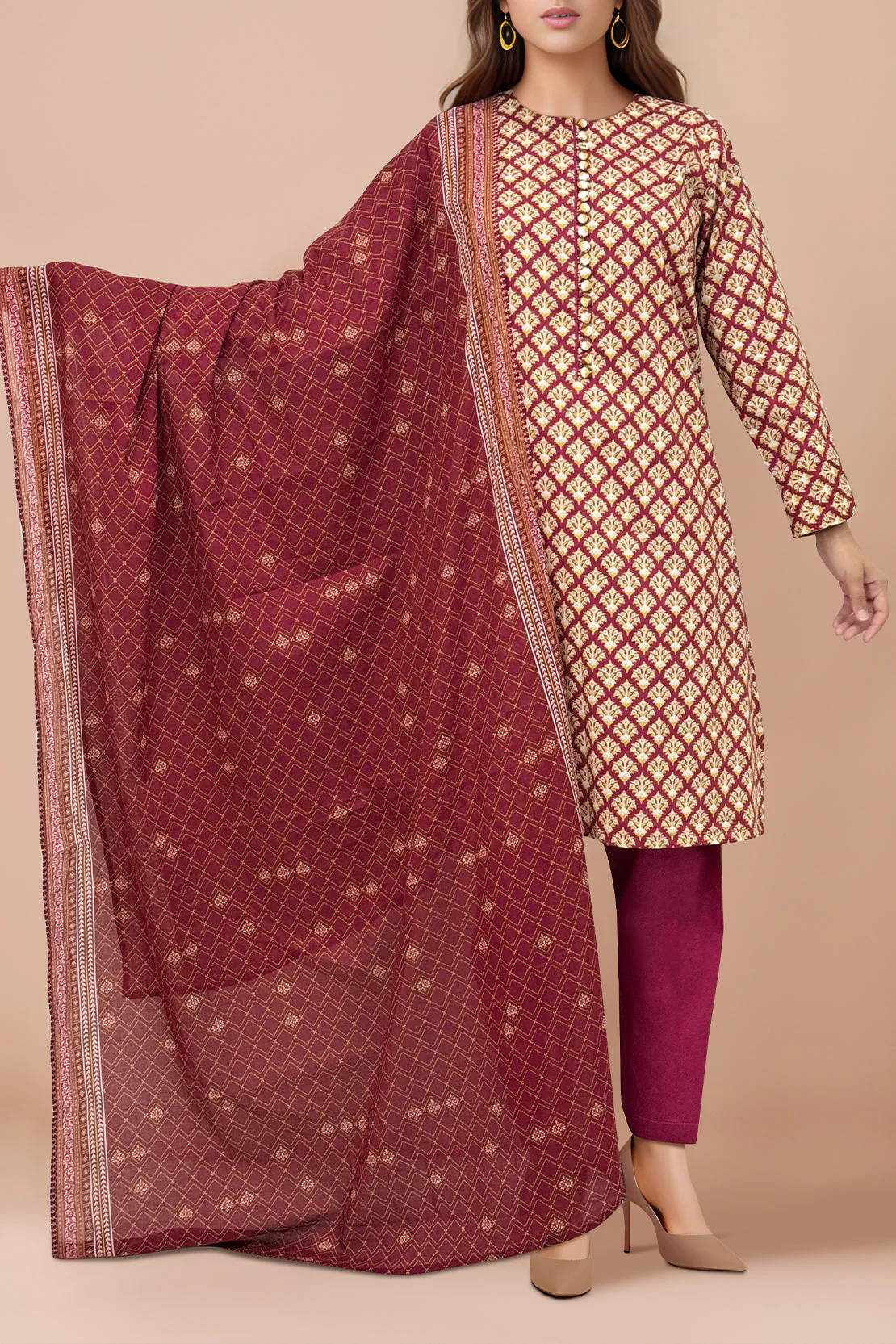Unstitched Printed Viscose 2 Piece (Shirt/Dupatta) - Image 2