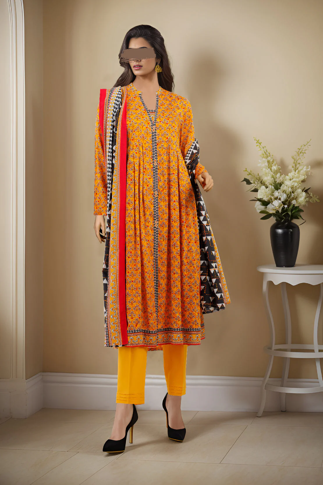 Unstitched Printed Arabic Lawn 3 Piece