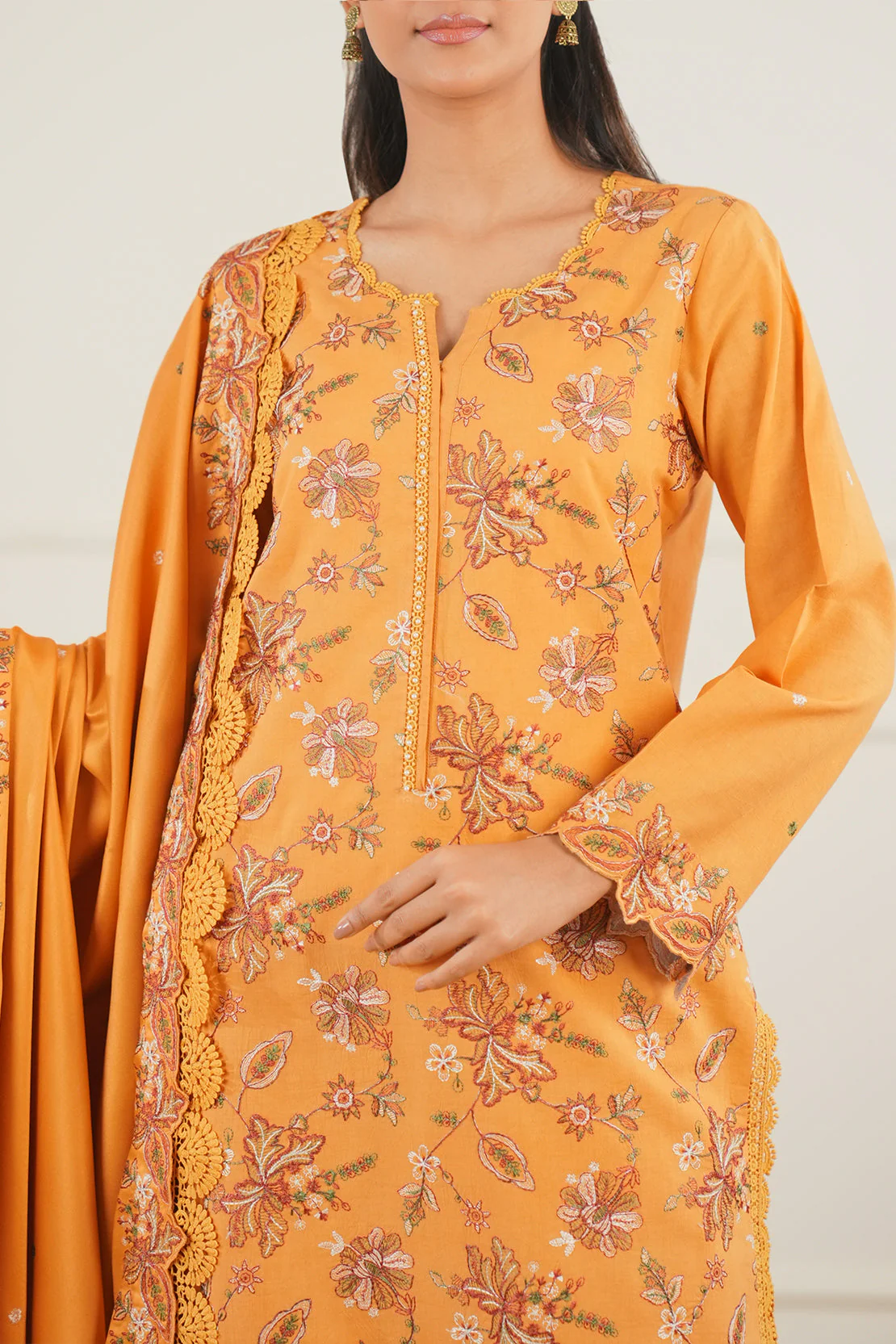 Unstitched Solid Embroidered Arabic Linen 2 Piece (shirt/trouser) - Image 3