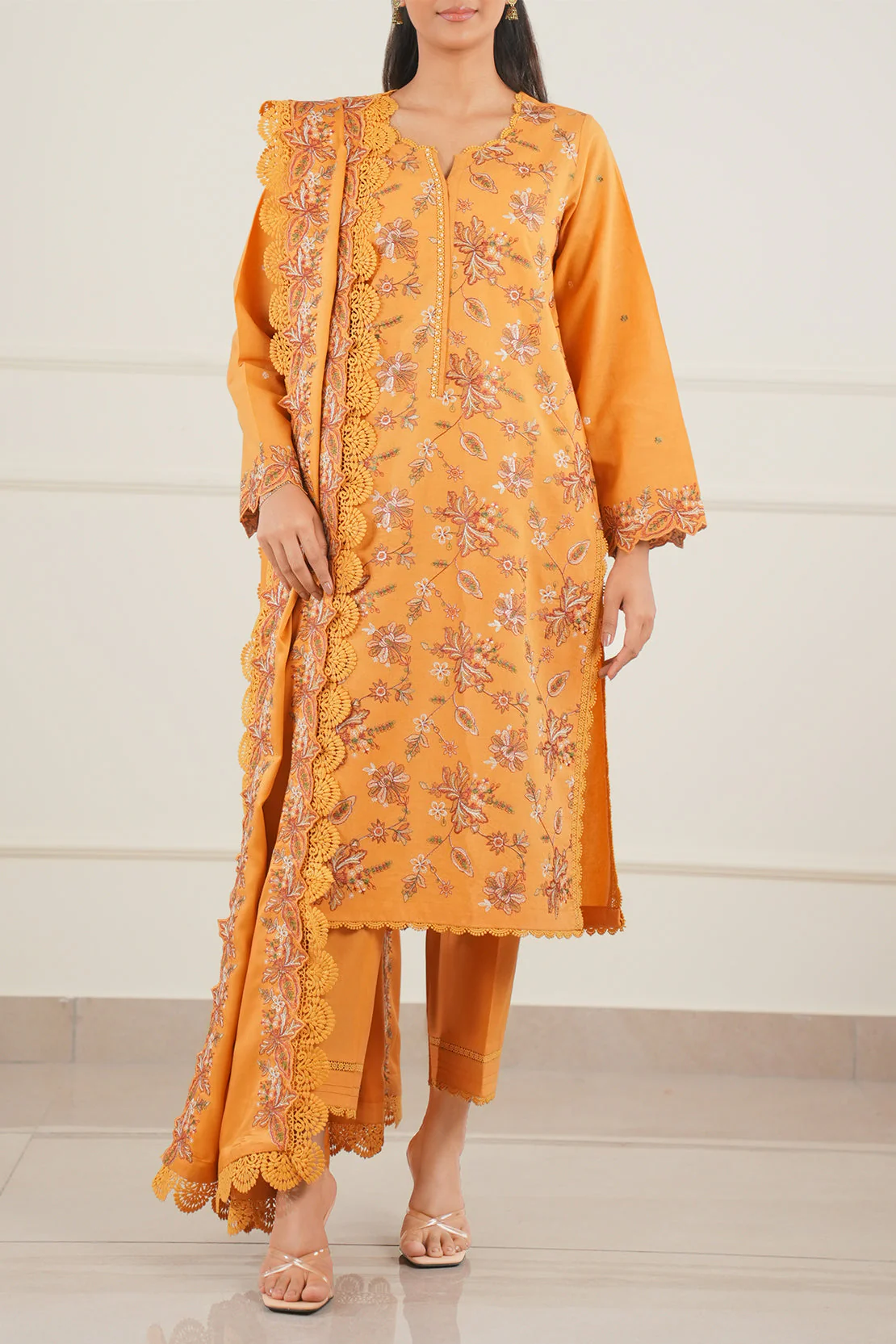 Unstitched Solid Embroidered Arabic Linen 2 Piece (shirt/trouser) - Image 7