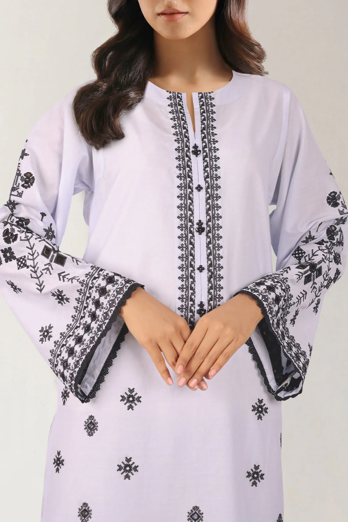 Unstitched Solid Embroidered Cambric 2 Piece (Shirt/Trouser) - Image 2