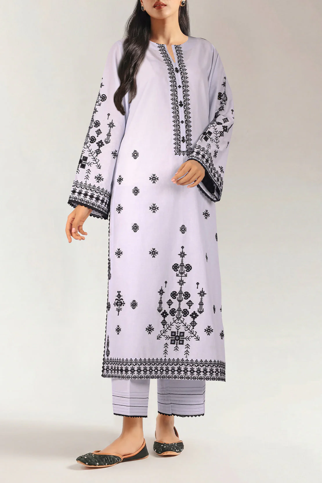 Unstitched Solid Embroidered Cambric 2 Piece (Shirt/Trouser) - Image 3