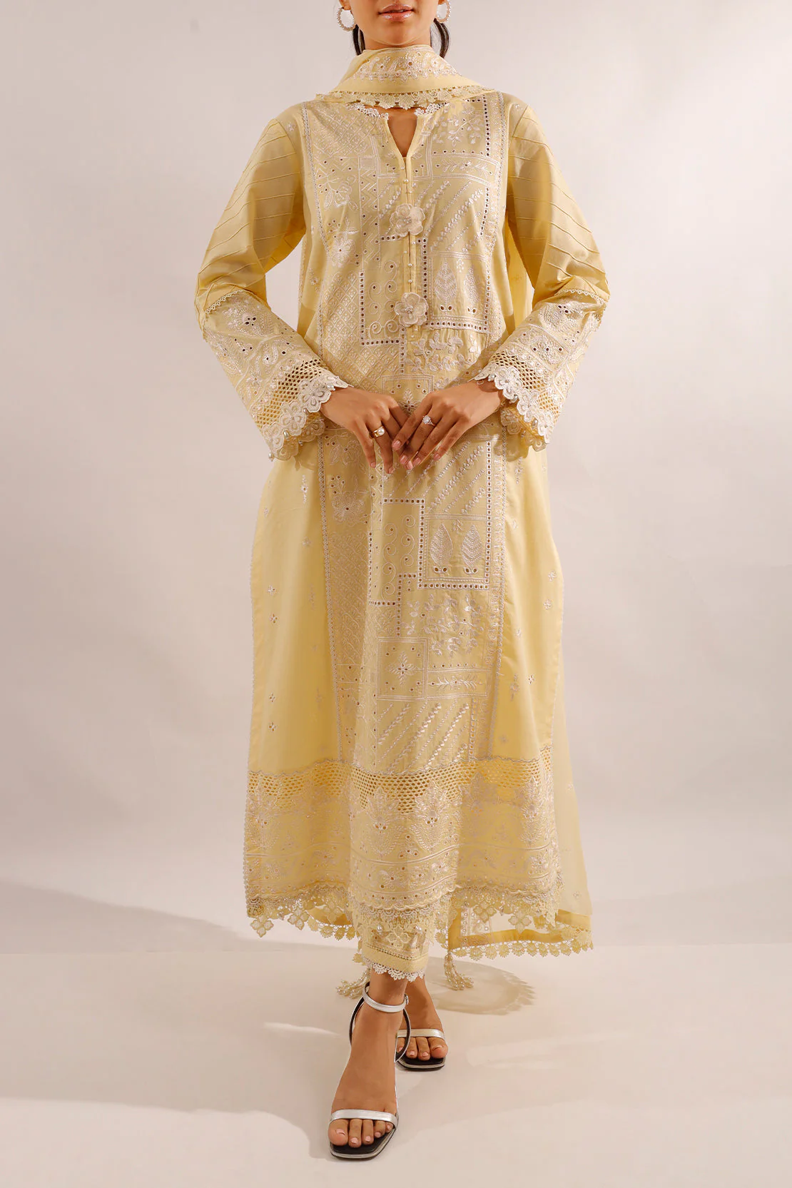 Unstitched Solid Embroidered Cambric 2 Piece (shirt/trouser)