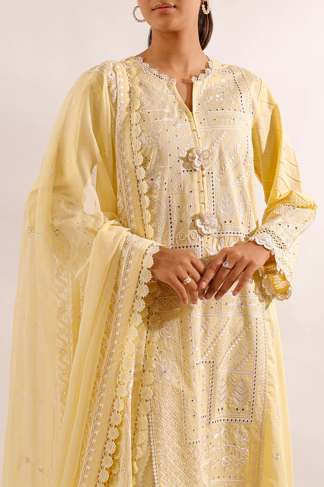 Unstitched Solid Embroidered Cambric 2 Piece (shirt/trouser) - Image 2