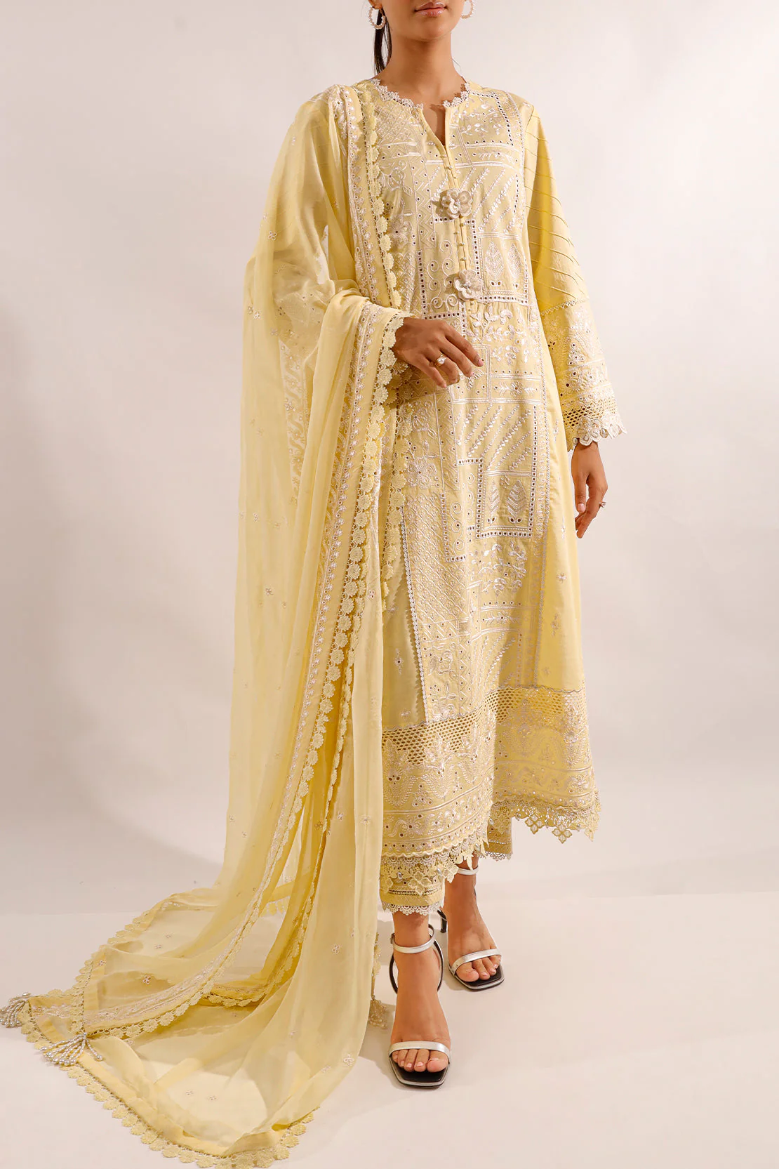 Unstitched Solid Embroidered Cambric 2 Piece (shirt/trouser) - Image 4