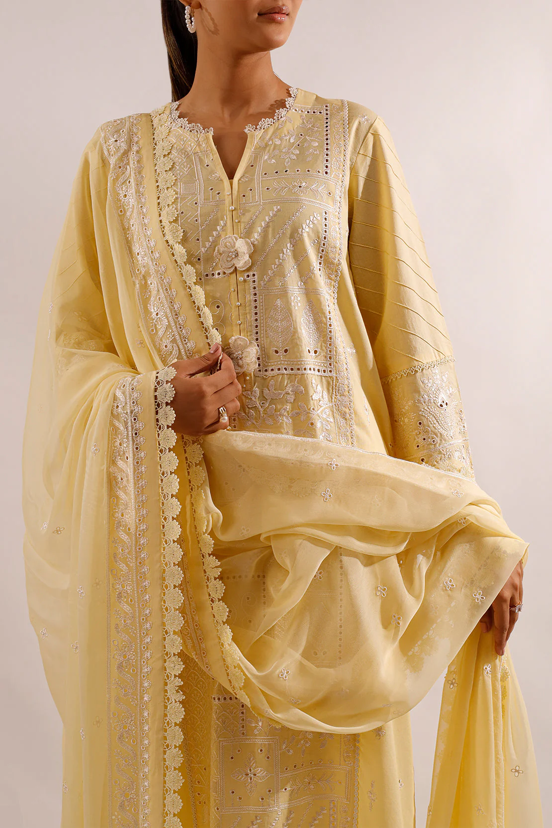 Unstitched Solid Embroidered Cambric 2 Piece (shirt/trouser) - Image 5