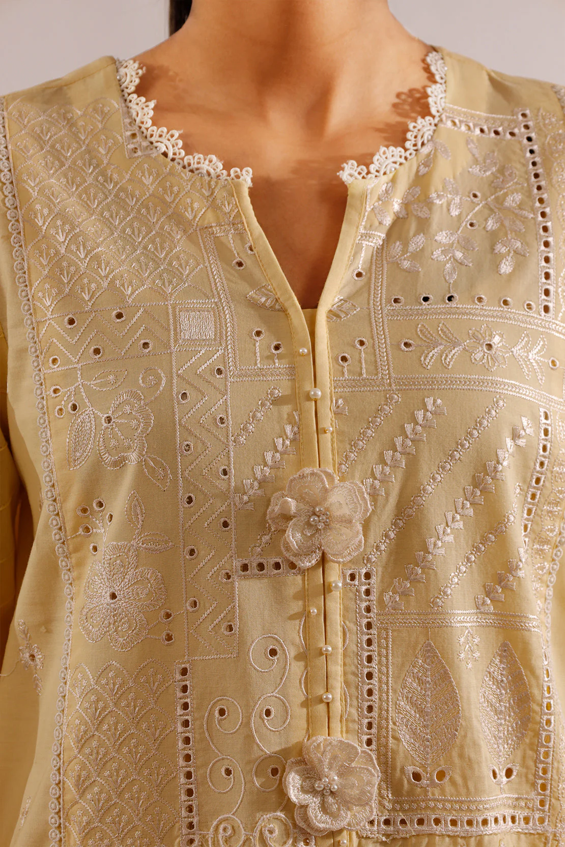 Unstitched Solid Embroidered Cambric 2 Piece (shirt/trouser) - Image 7
