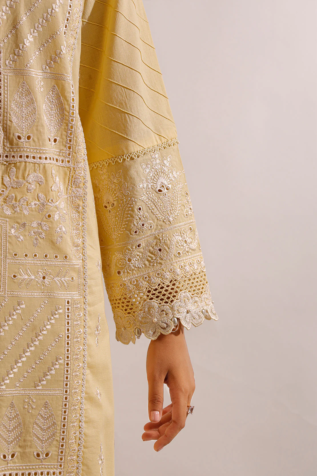 Unstitched Solid Embroidered Cambric 2 Piece (shirt/trouser) - Image 8