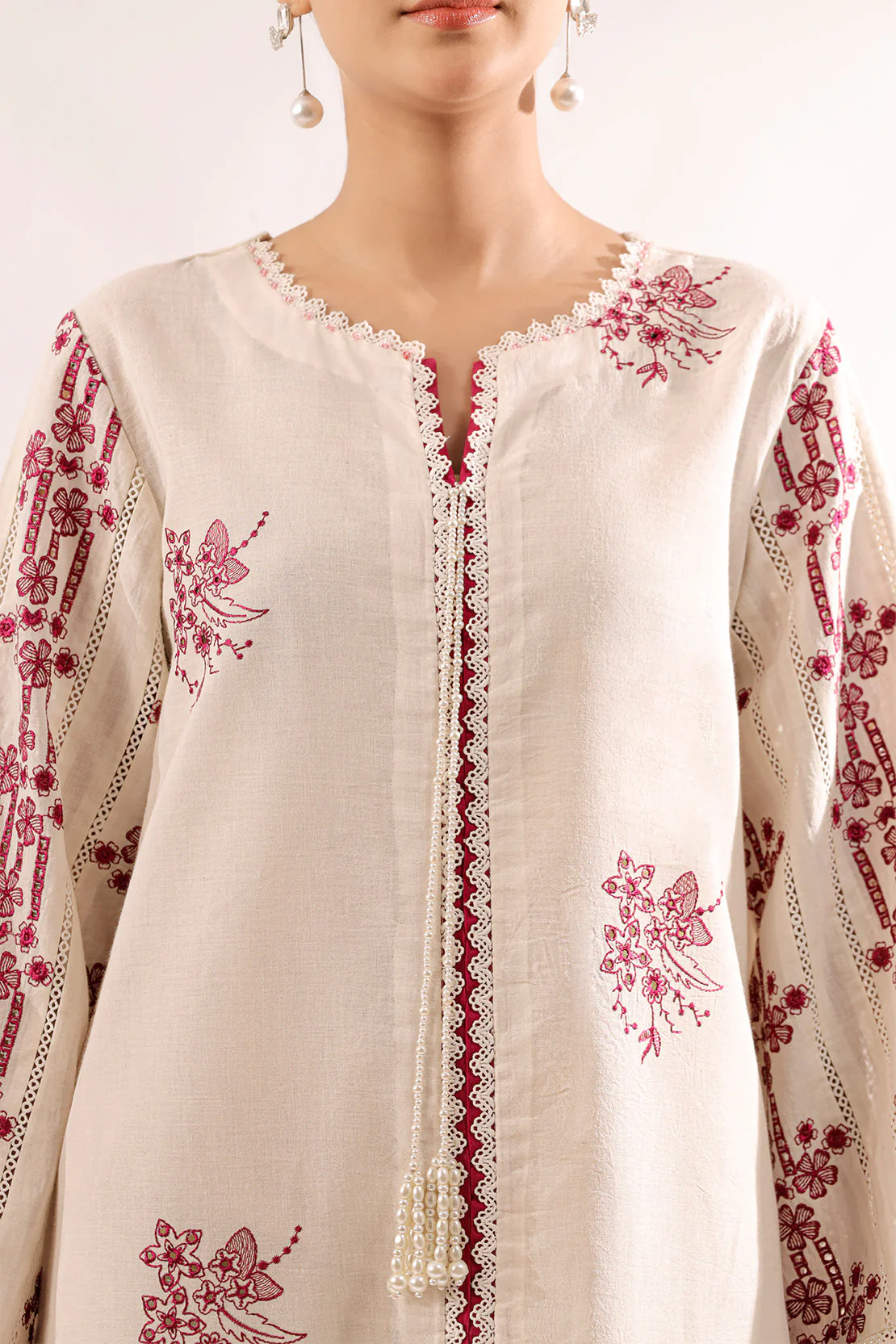 Unstitched Solid Embroidered Cambric 2 Piece (shirt/trouser) - Image 5