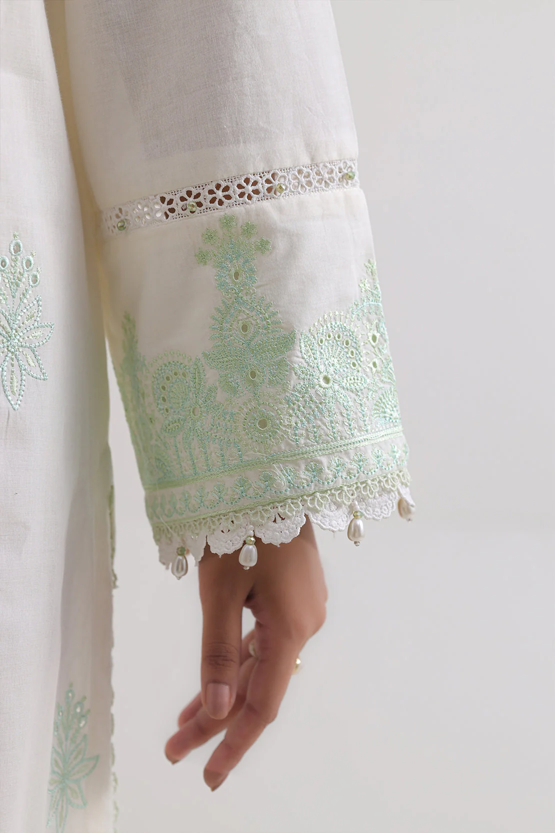 Unstitched Solid Embroidered Cambric 2 Piece (Shirt/Trouser) - Image 4