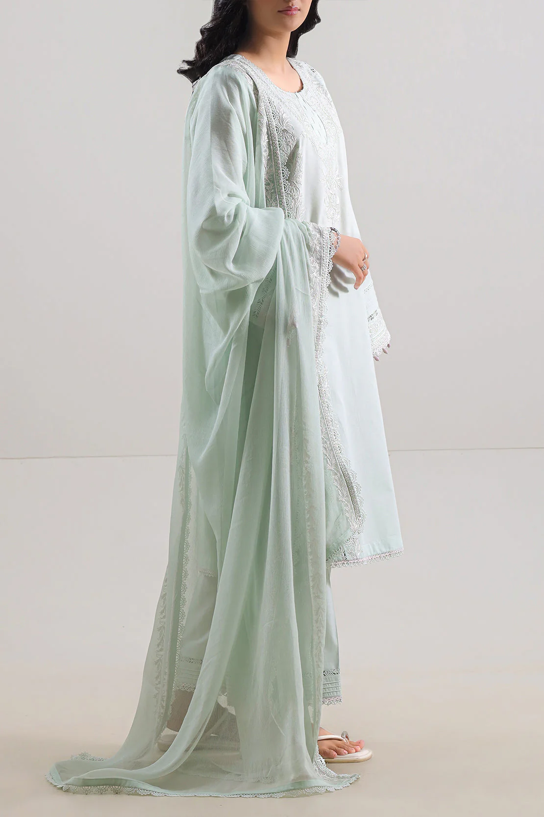 Unstitched Solid Embroidered Cambric 2 Piece (Shirt/Trouser) - Image 4