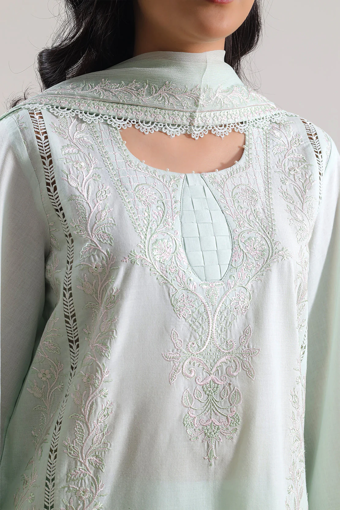 Unstitched Solid Embroidered Cambric 2 Piece (Shirt/Trouser) - Image 5