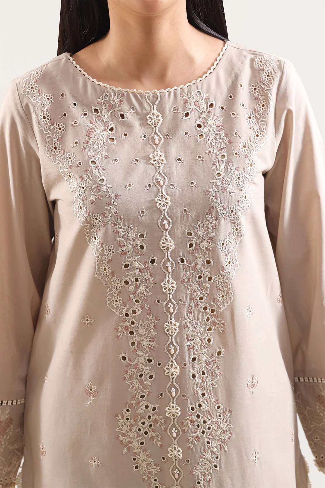 Unstitched Solid Embroidered Cambric 2 Piece (Shirt/Trouser) - Image 3