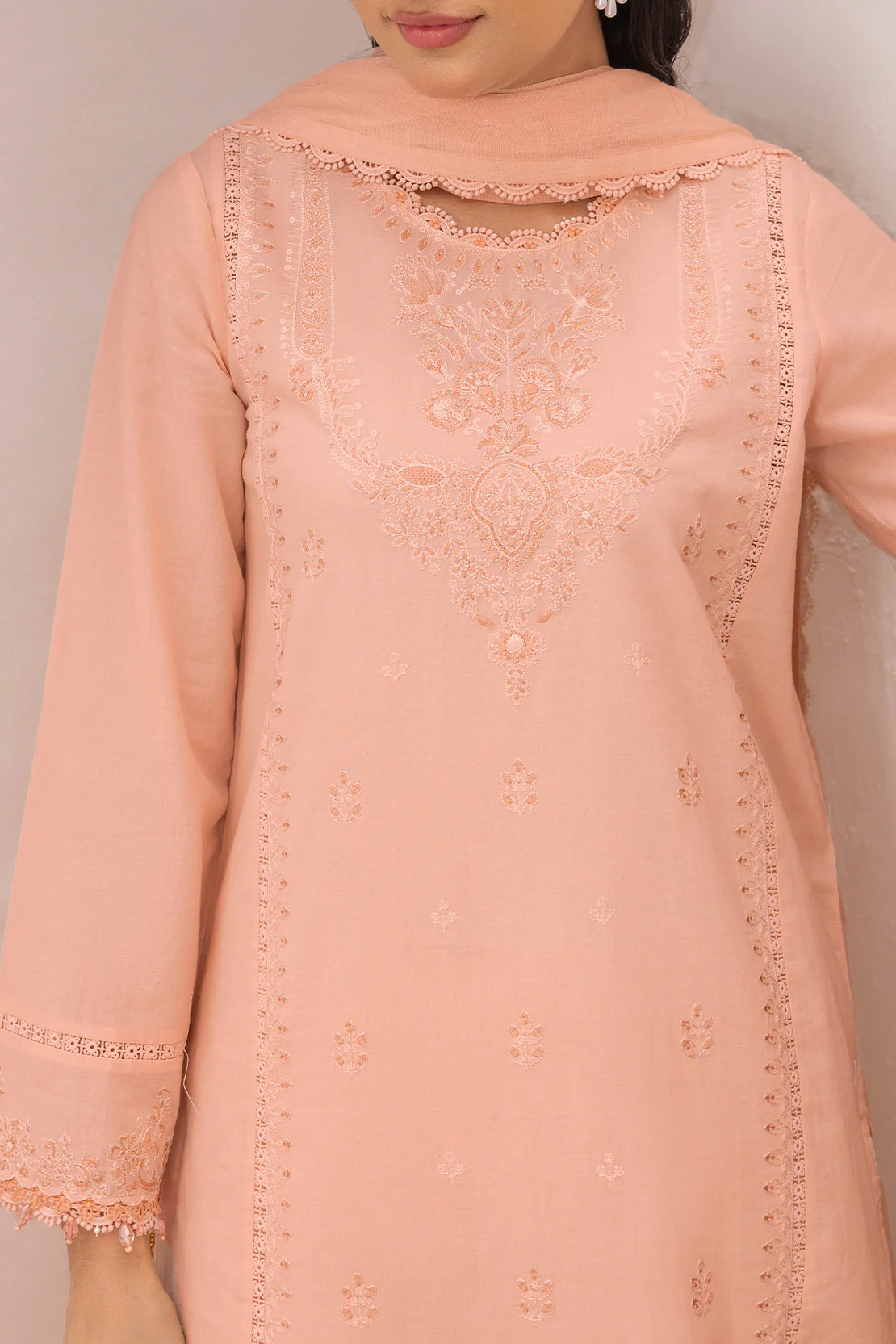 Unstitched Solid Embroidered Cambric 2 Piece (Shirt/Trouser) - Image 4