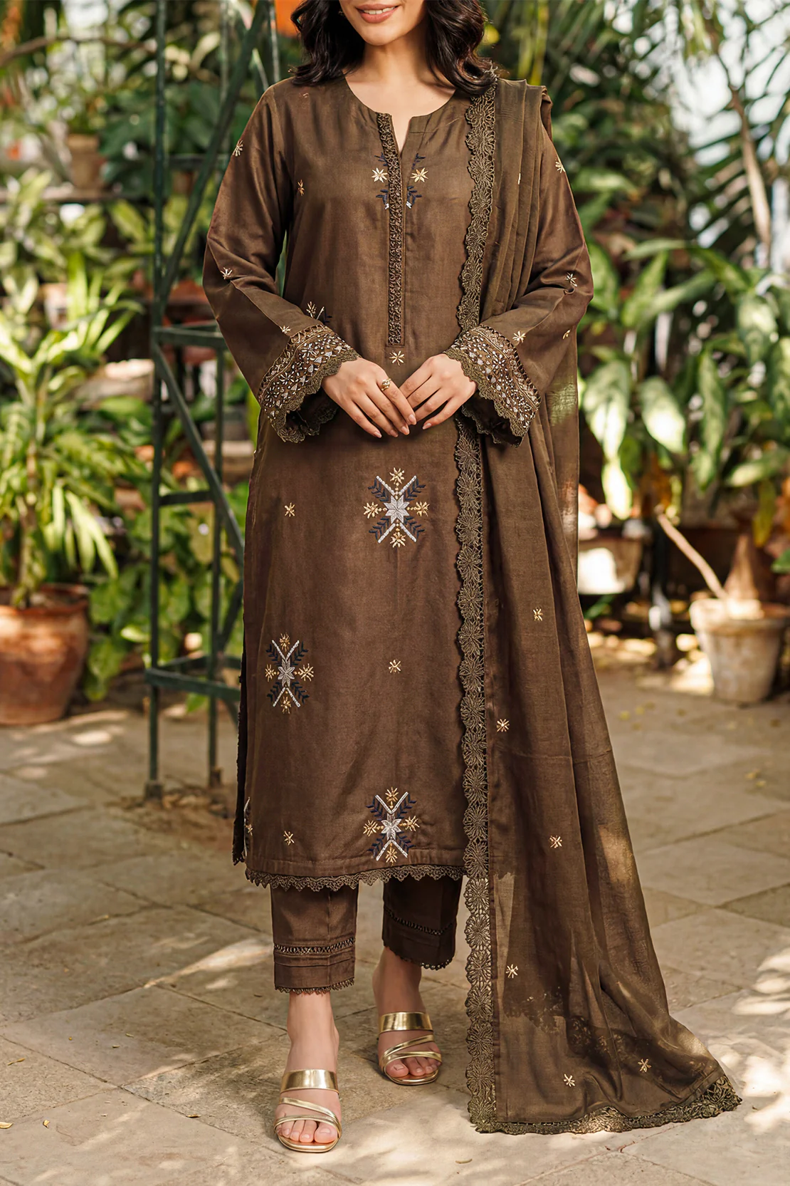 Unstitched Solid Embroidered Cambric 2 Piece (Shirt/Trouser)