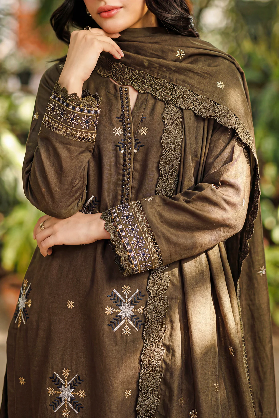 Unstitched Solid Embroidered Cambric 2 Piece (Shirt/Trouser) - Image 2