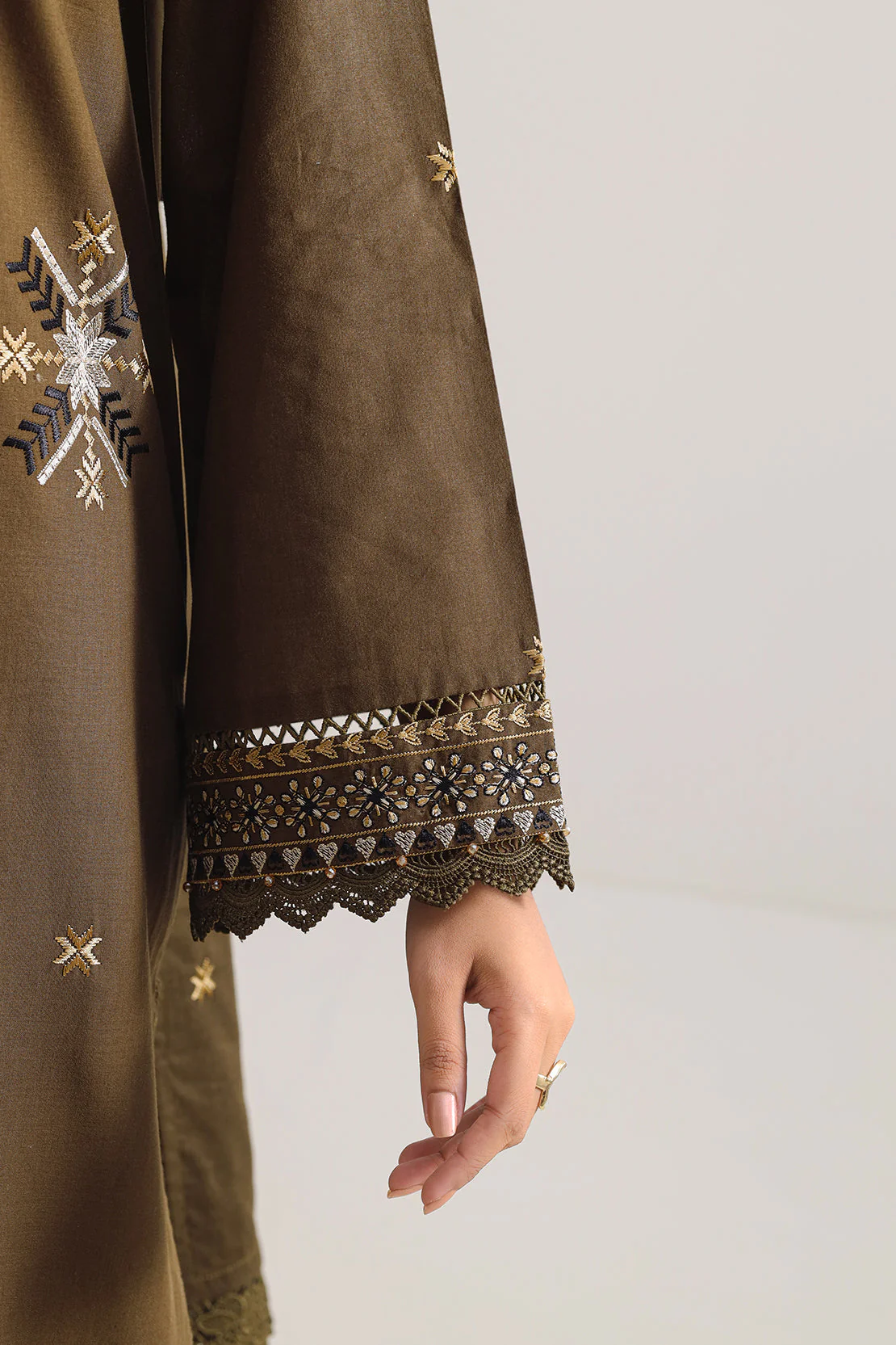 Unstitched Solid Embroidered Cambric 2 Piece (Shirt/Trouser) - Image 5