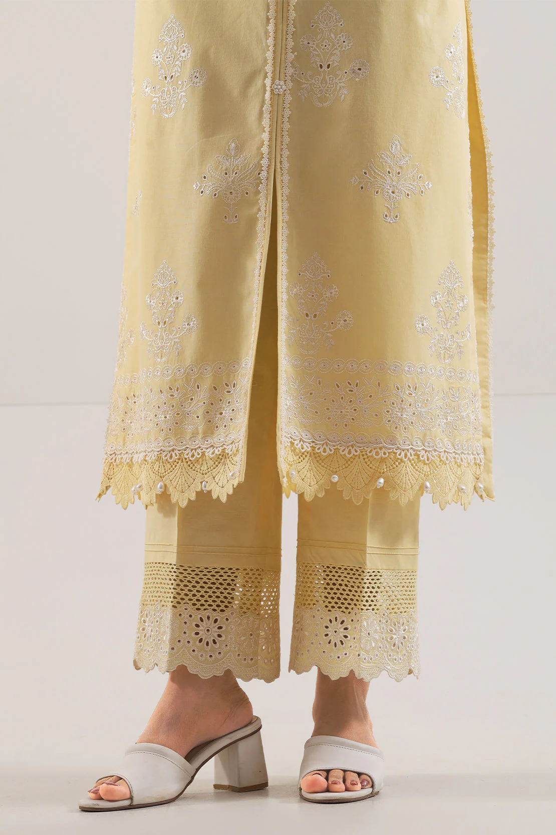 Unstitched Solid Embroidered Cambric 3 Piece with Chiffon Dupatta - Image 6