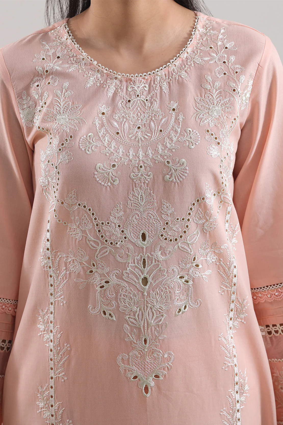 Unstitched Solid Embroidered Cambric 3 Piece With (Chiffon Dupatta) - Image 3