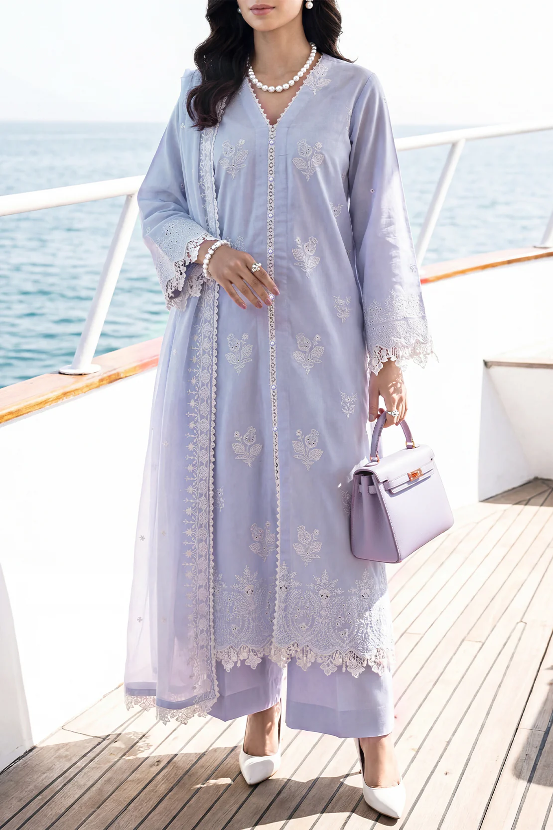 Unstitched Solid Embroidered Cambric 3 Piece