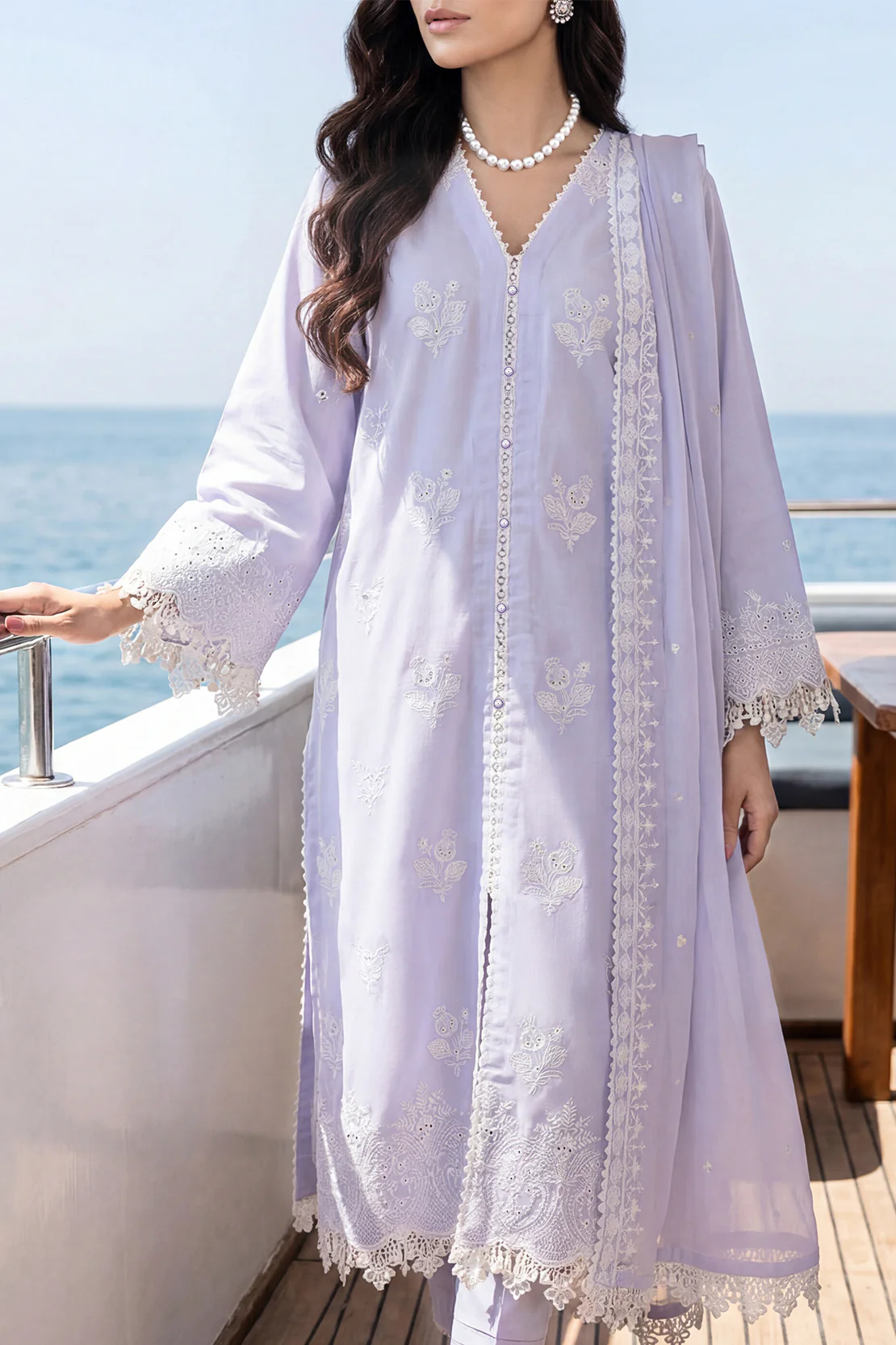 Unstitched Solid Embroidered Cambric 3 Piece - Image 2