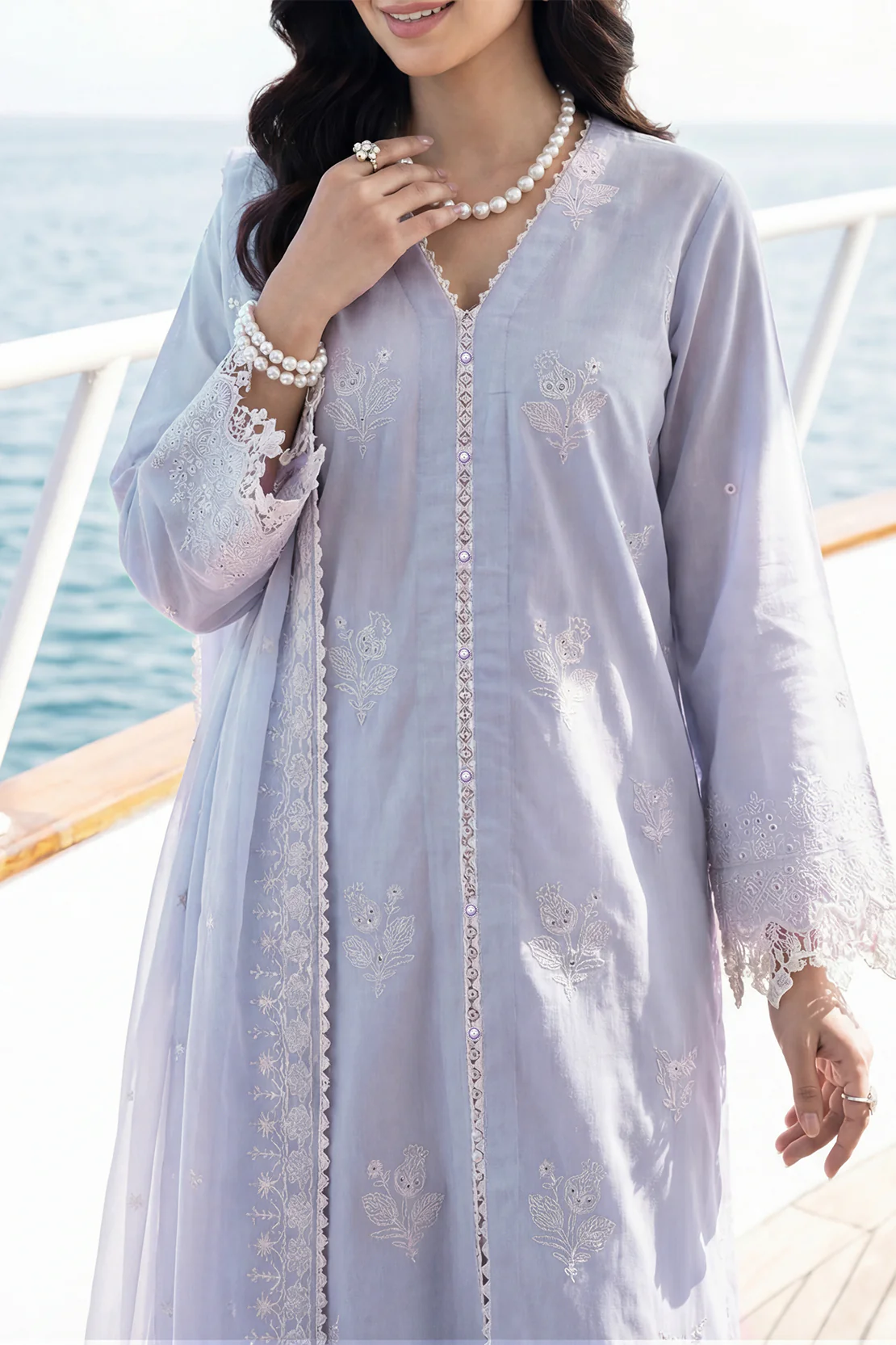 Unstitched Solid Embroidered Cambric 3 Piece - Image 3