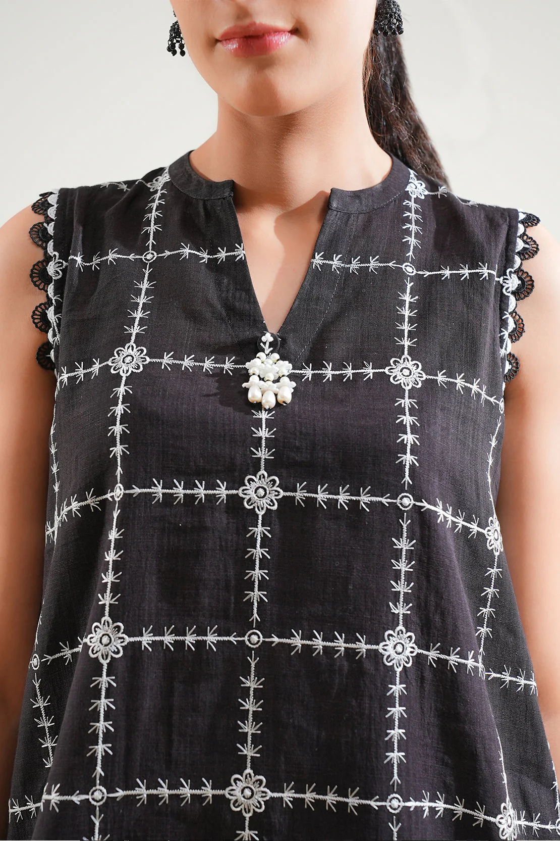 Unstitched Solid Embroidered Cambric 3 Piece with Lawn Dupatta - Image 3