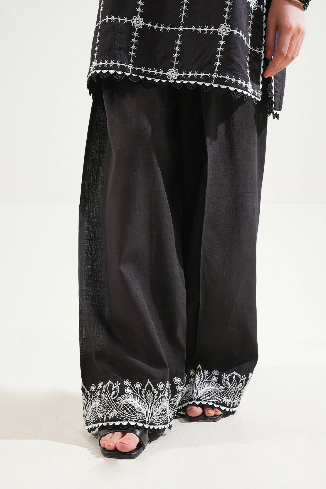 Unstitched Solid Embroidered Cambric 3 Piece with Lawn Dupatta - Image 4