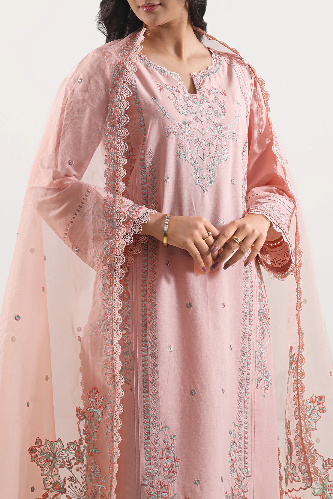 Unstitched Solid Embroidered Cambric 3 Piece - Image 2