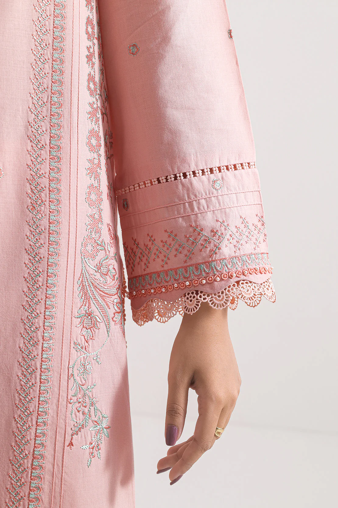 Unstitched Solid Embroidered Cambric 3 Piece - Image 4