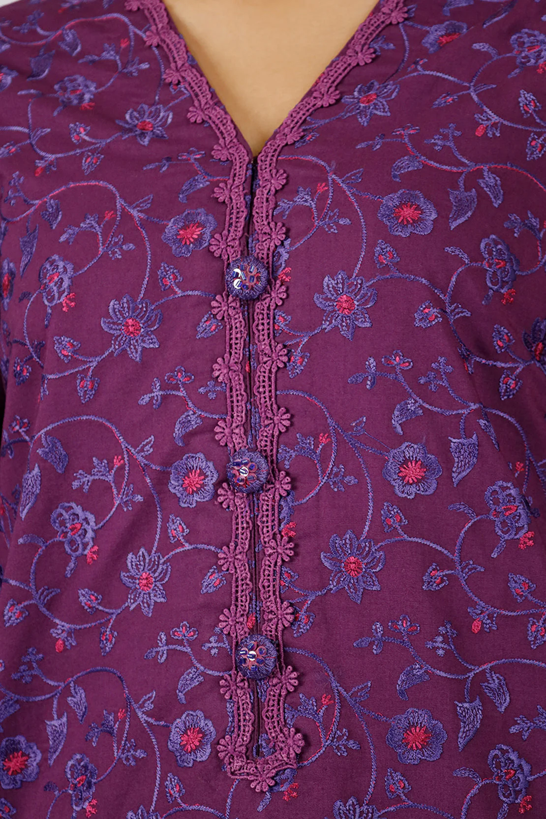 Unstitched Solid Embroidered Cambric 3 Piece - Image 3