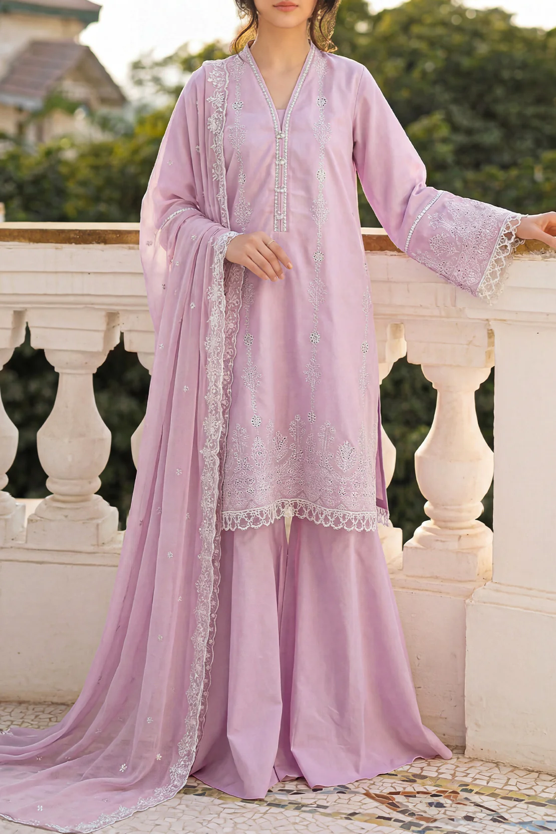 Unstitched Solid Embroidered Cambric 3 Piece