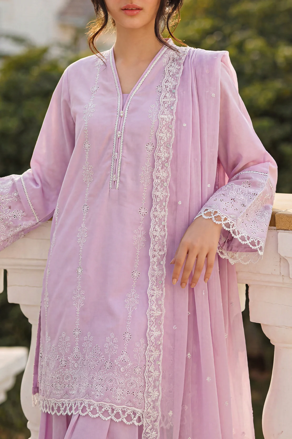 Unstitched Solid Embroidered Cambric 3 Piece - Image 2