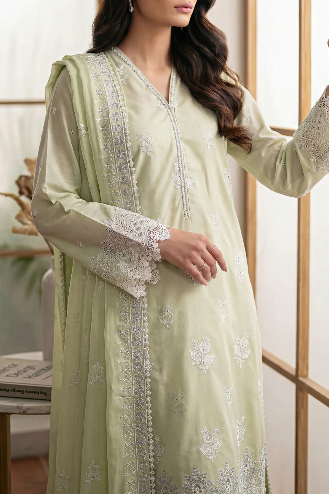 Unstitched Solid Embroidered Cambric 3 Piece - Image 3