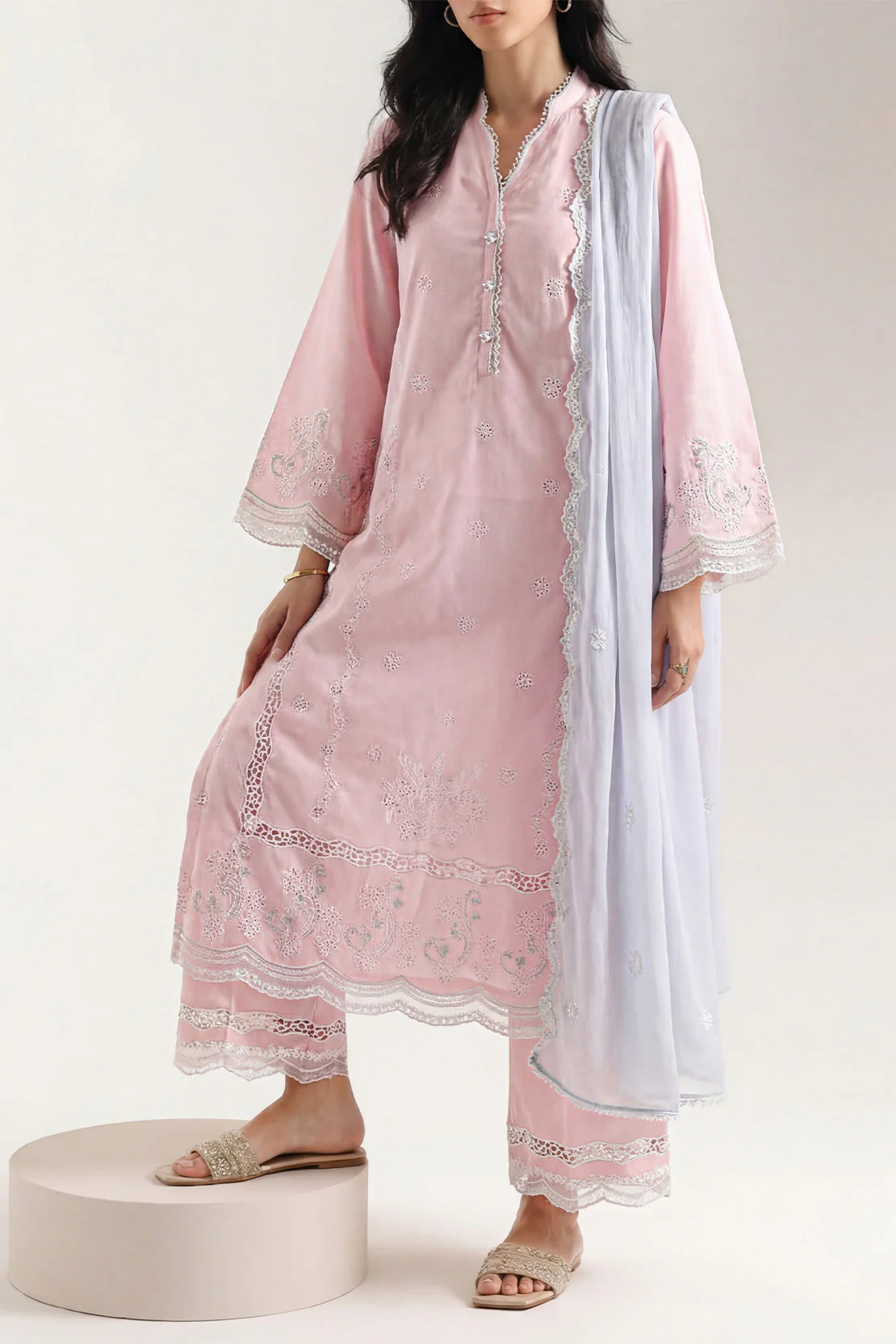 Unstitched Solid Embroidered Cambric 3 Piece