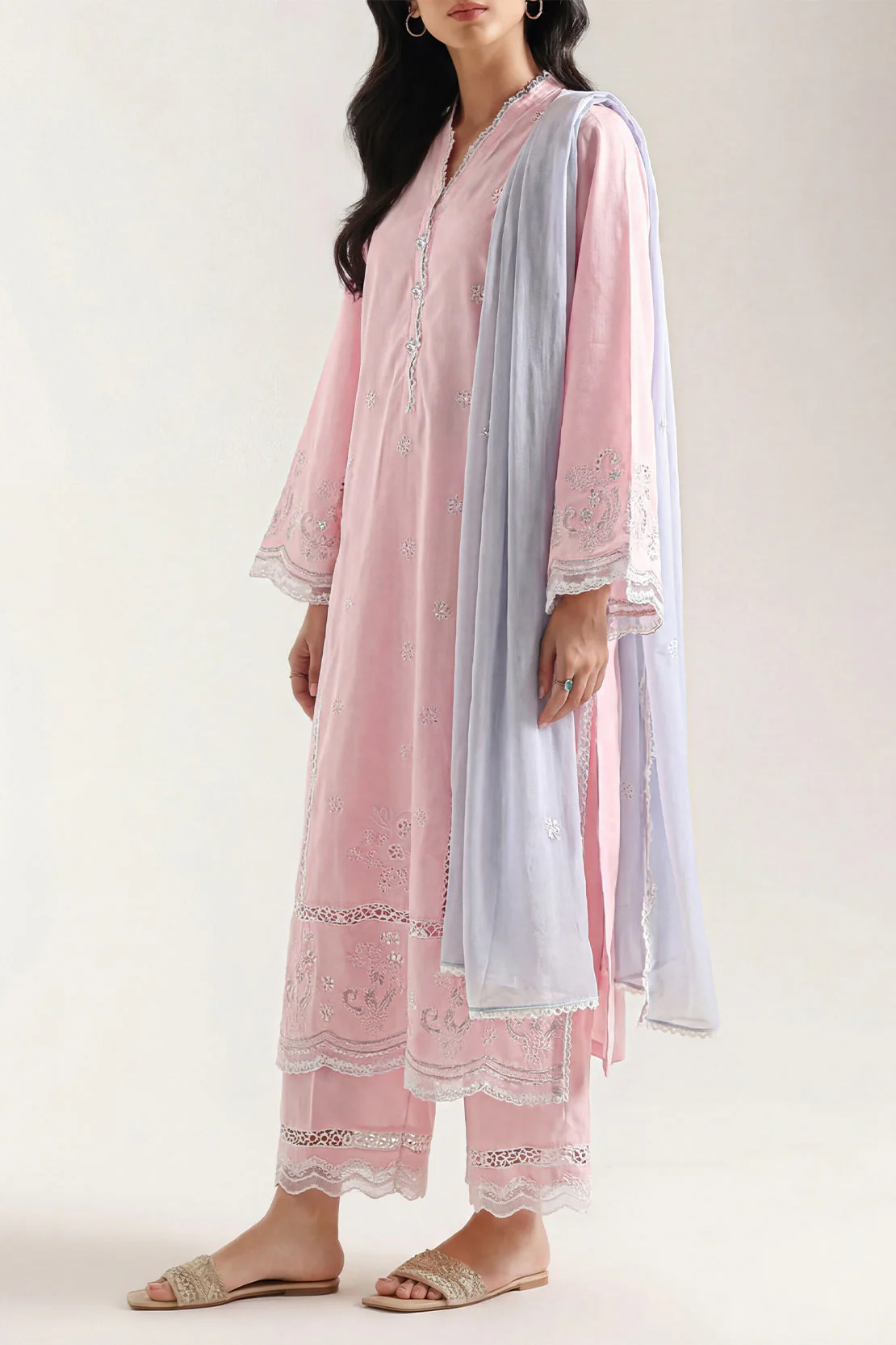 Unstitched Solid Embroidered Cambric 3 Piece - Image 2