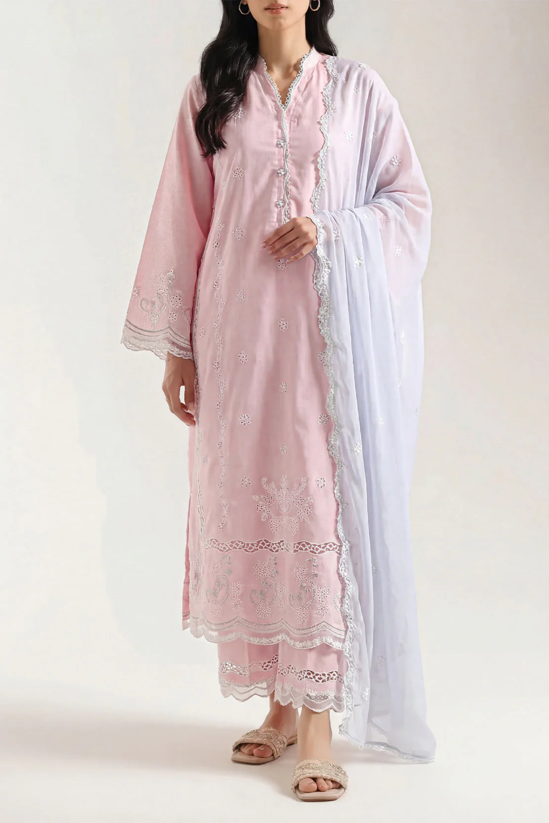 Unstitched Solid Embroidered Cambric 3 Piece - Image 3