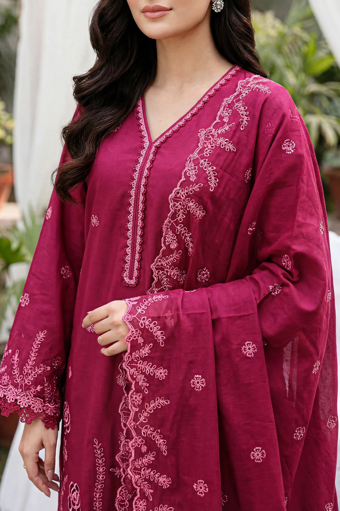 Unstitched Solid Embroidered Cambric 3 Piece - Image 2