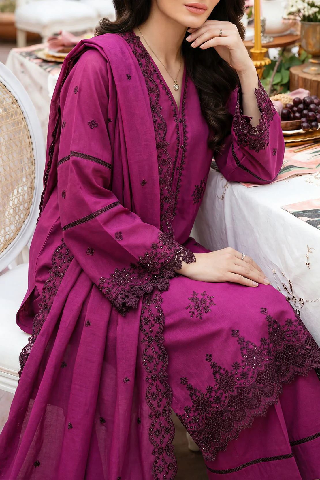 Unstitched Solid Embroidered Cambric 3 Piece - Image 2
