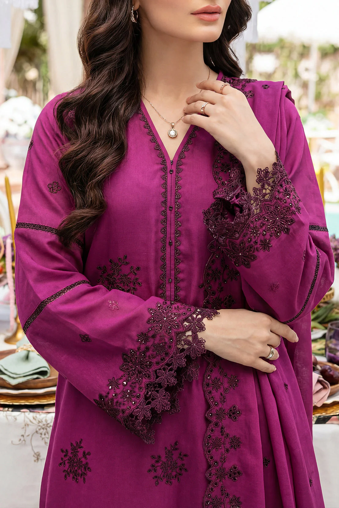 Unstitched Solid Embroidered Cambric 3 Piece - Image 3