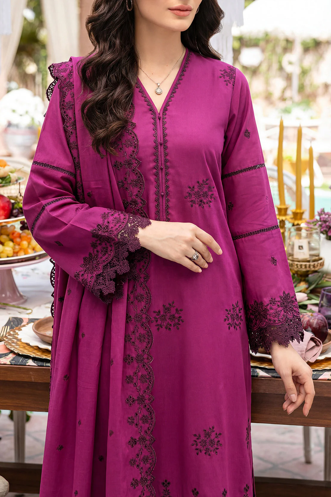 Unstitched Solid Embroidered Cambric 3 Piece - Image 4