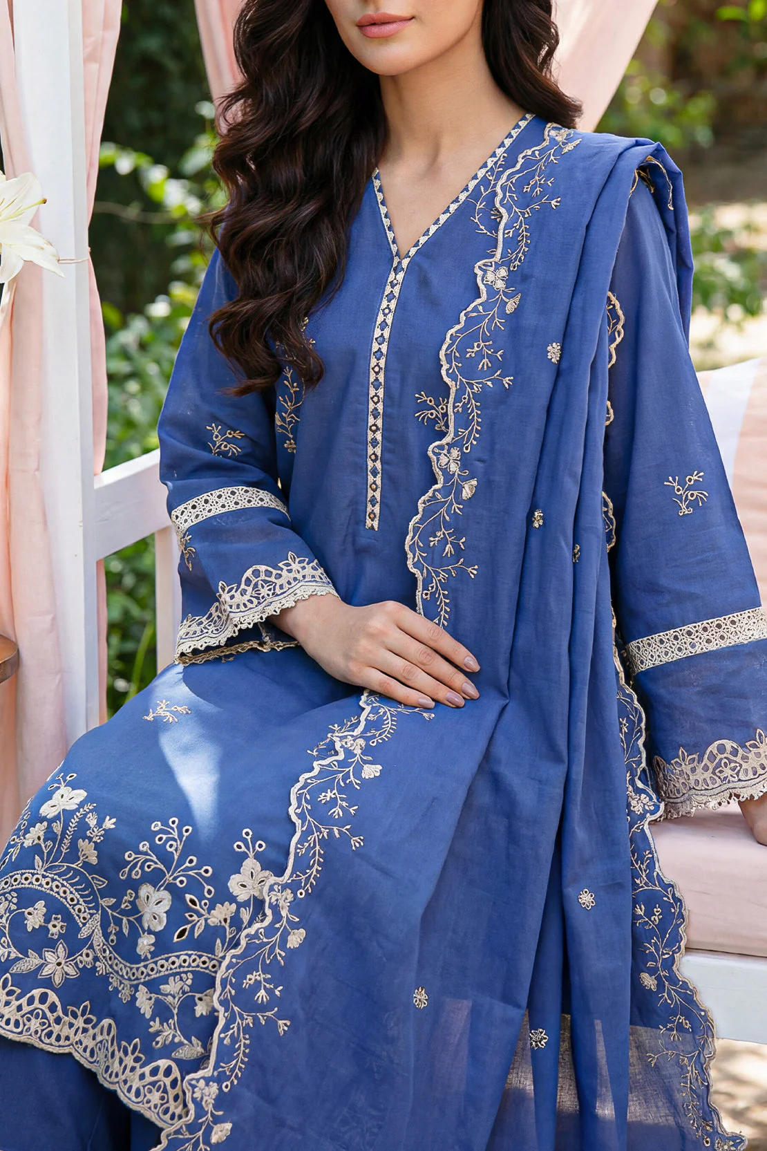 Unstitched Solid Embroidered Cambric 3 Piece - Image 2