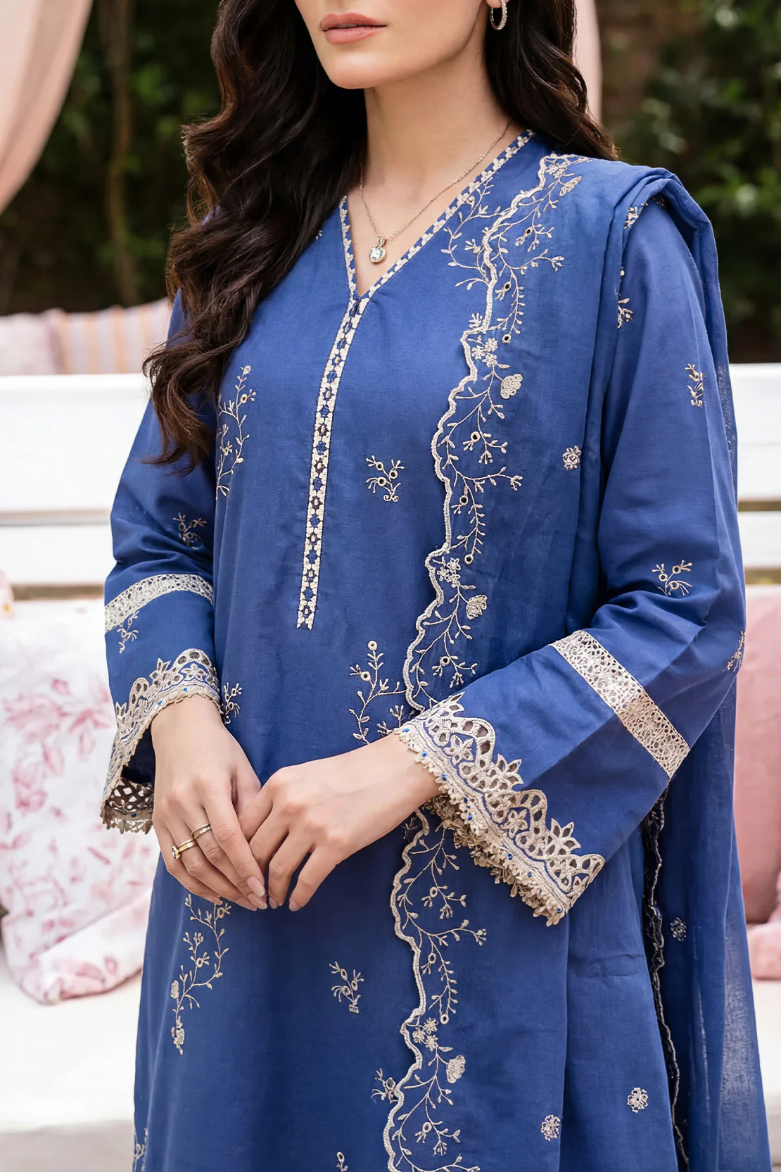 Unstitched Solid Embroidered Cambric 3 Piece - Image 5