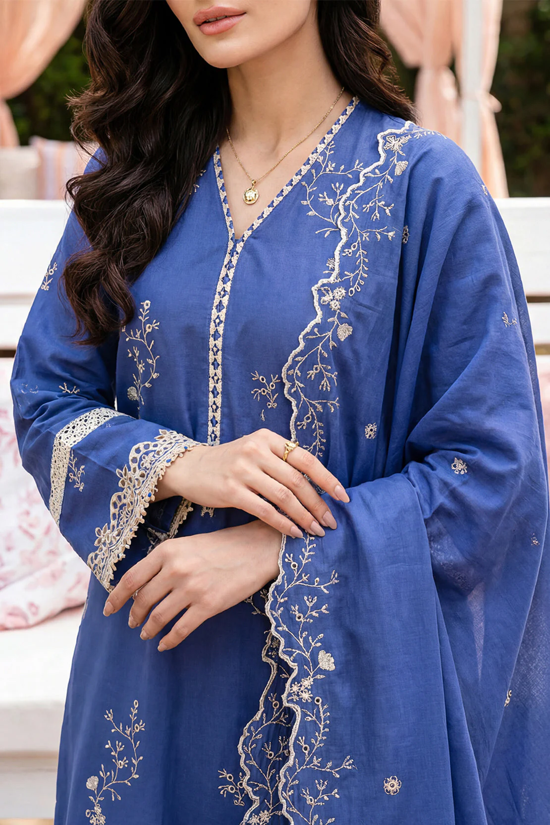 Unstitched Solid Embroidered Cambric 3 Piece - Image 6