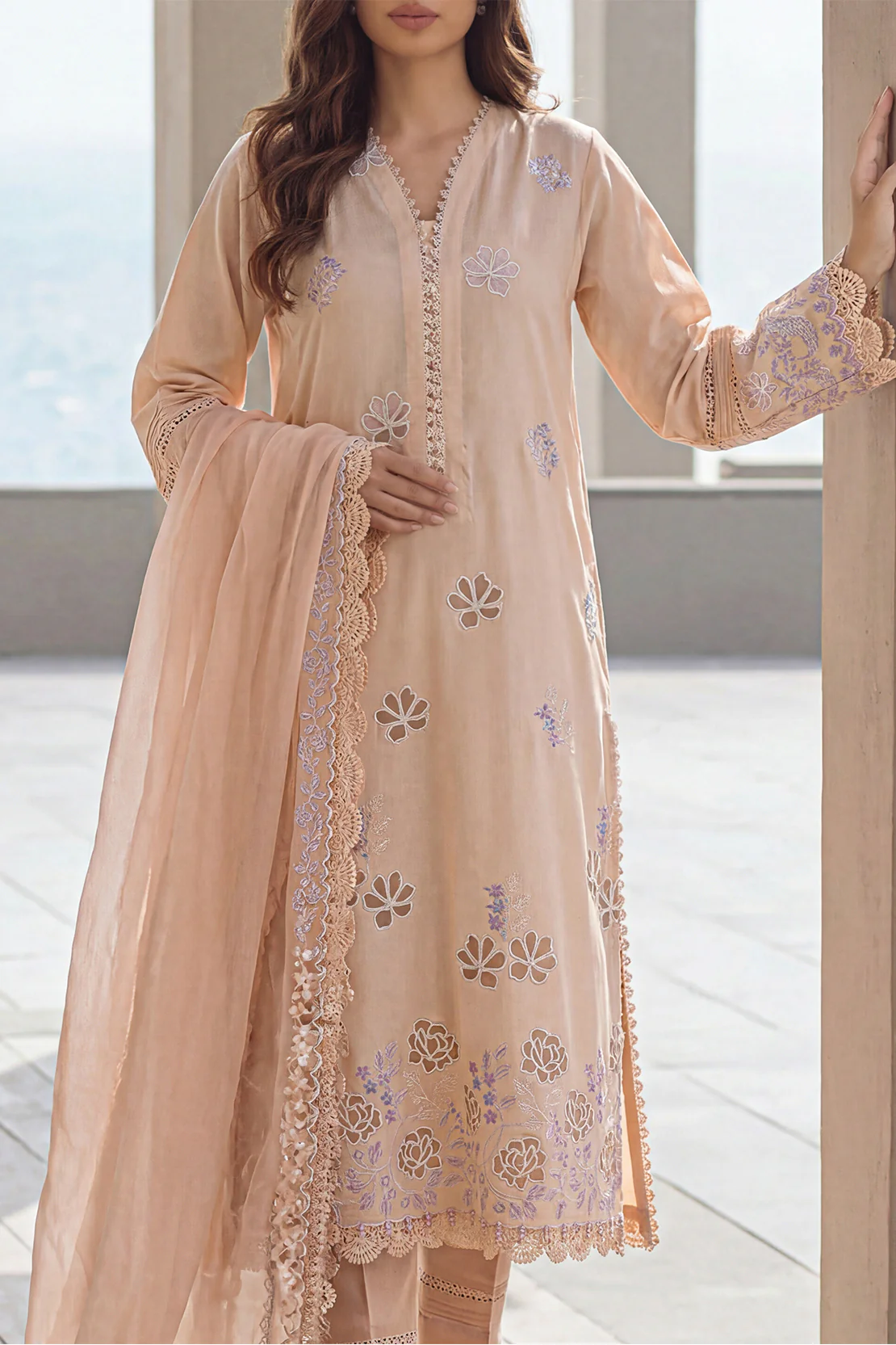 Unstitched Solid Embroidered Cambric 3 Piece - Image 3