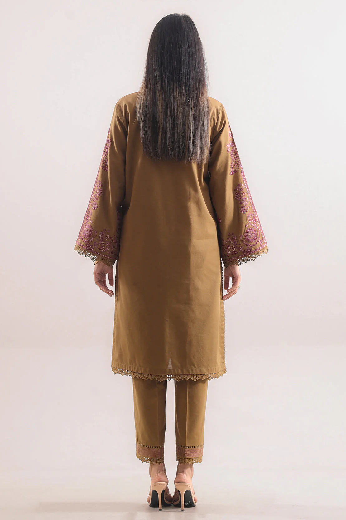 Unstitched Solid Embroidered Cotton Khaddar 2 Piece (Shirt/Trouser) - Image 7