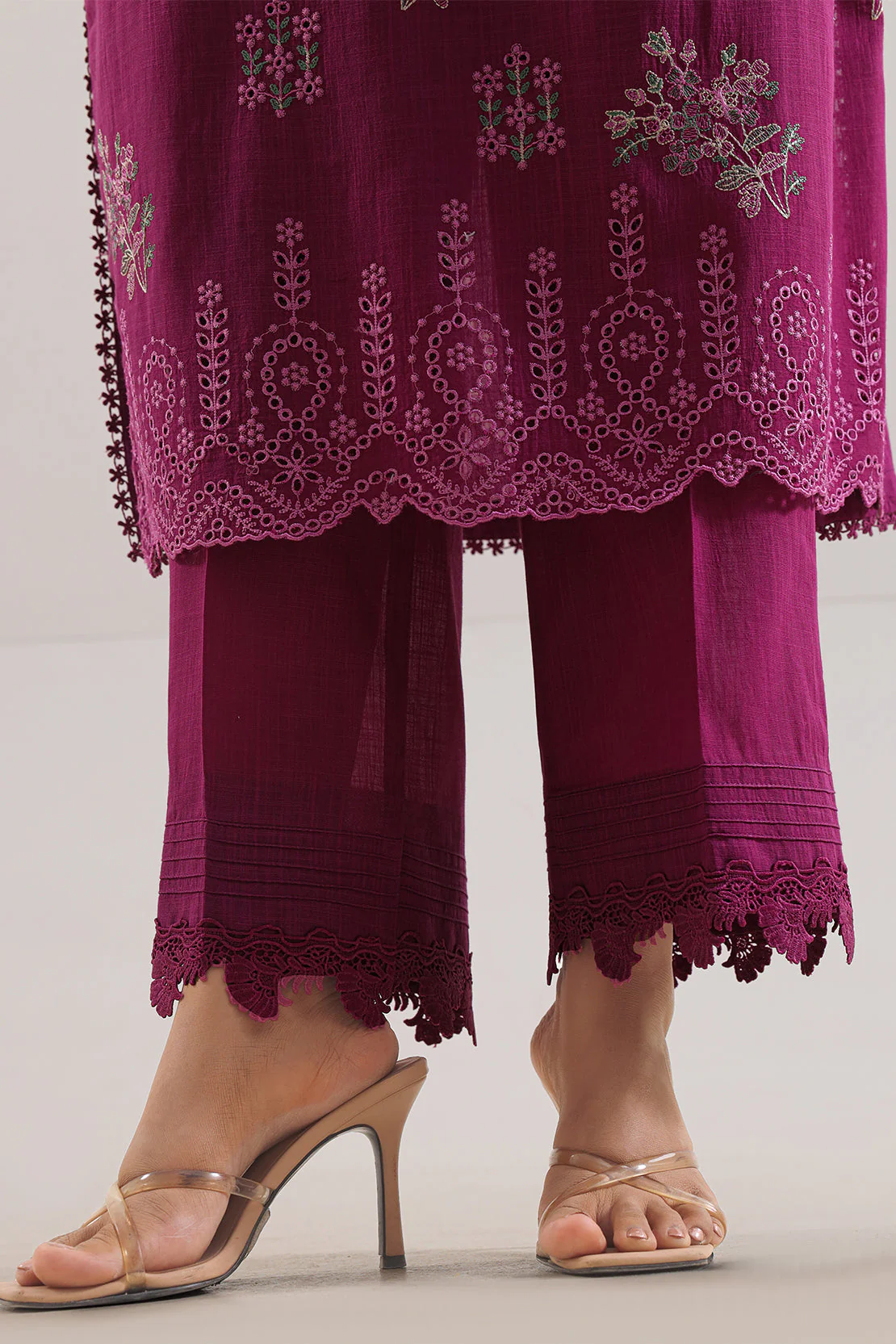 Unstitched Solid Embroidered Cotton Khaddar 3 Piece - Image 7